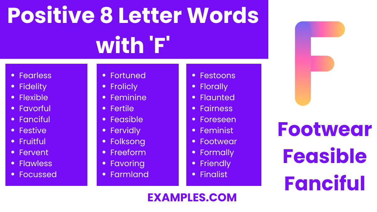 positive 8 letter words with f