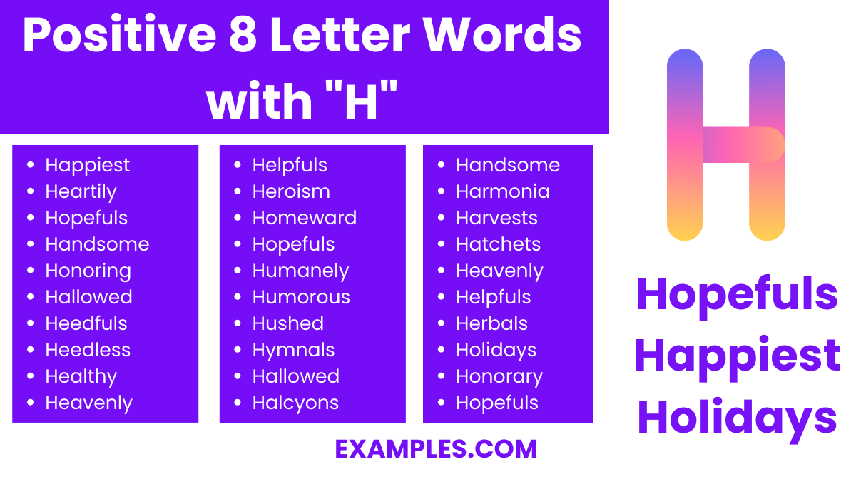 positive 8 letter words with h