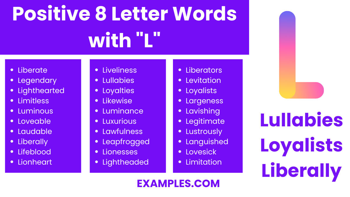 positive 8 letter words with l