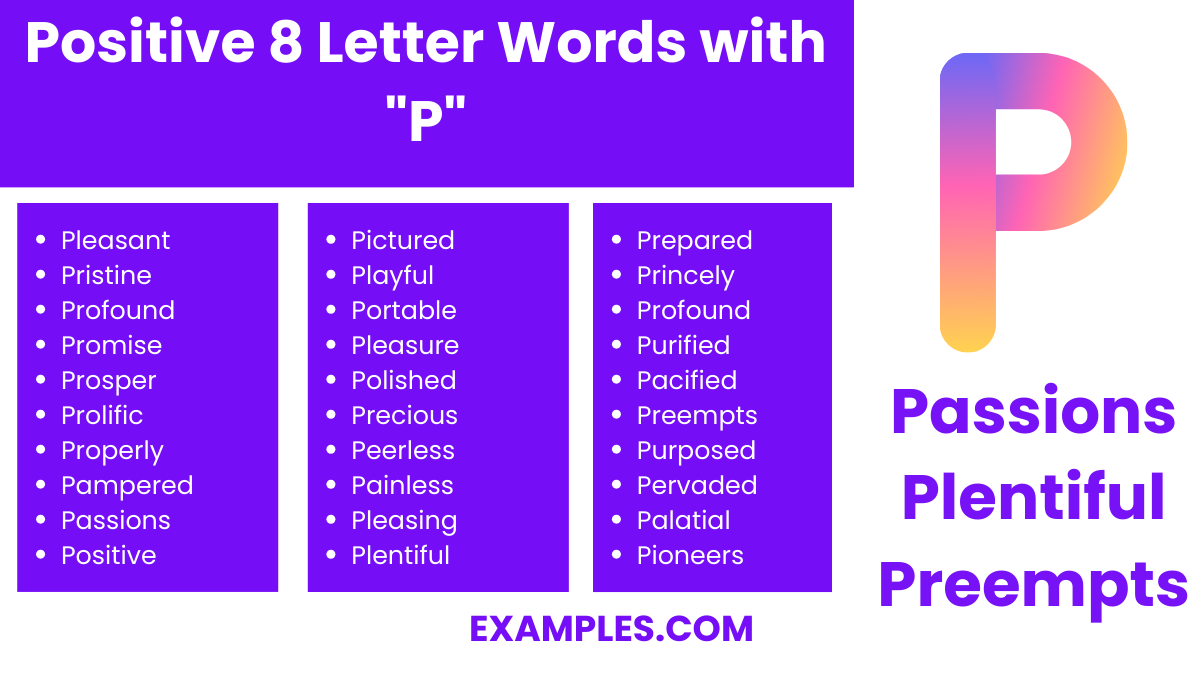 positive 8 letter words with p
