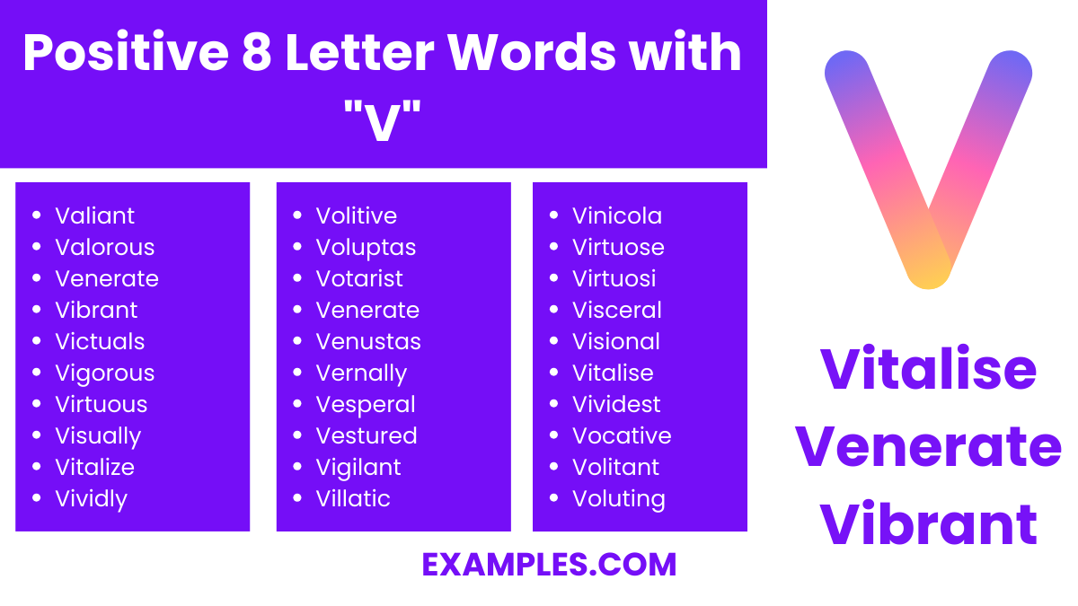 positive 8 letter words with v