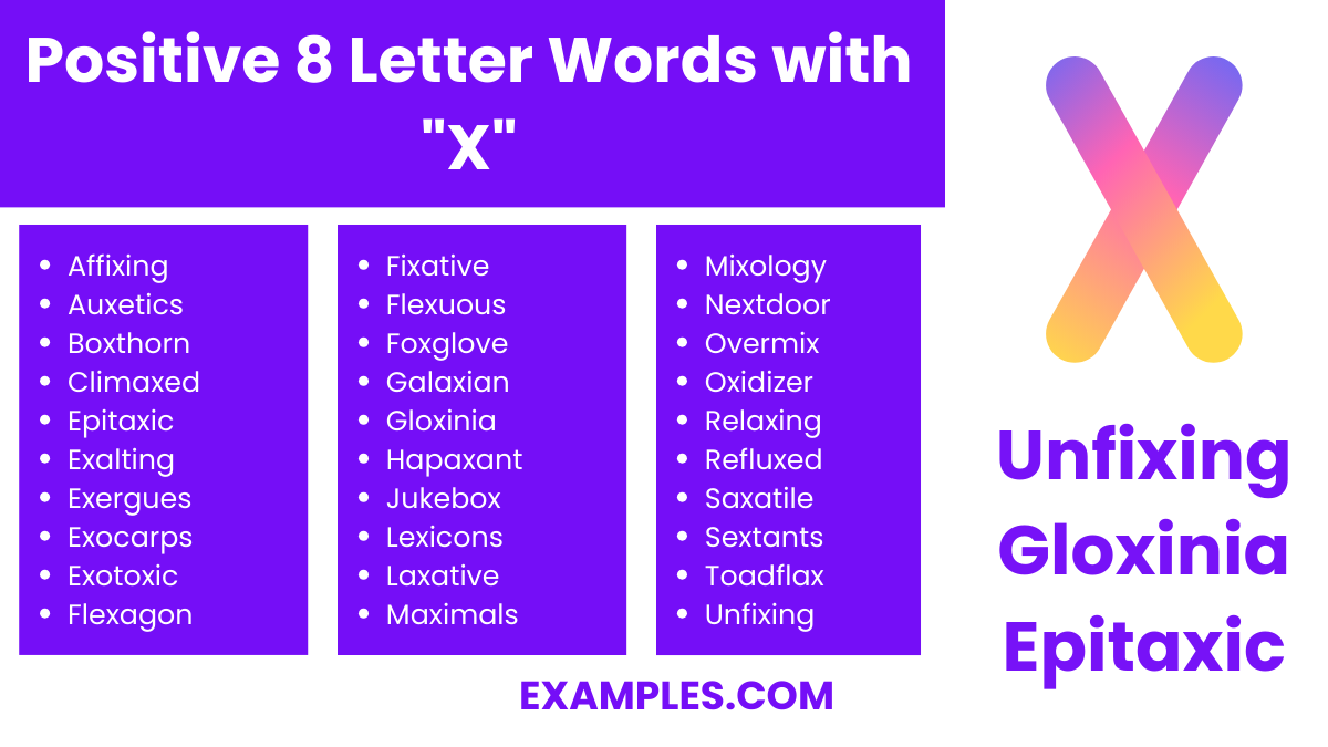 positive 8 letter words with x