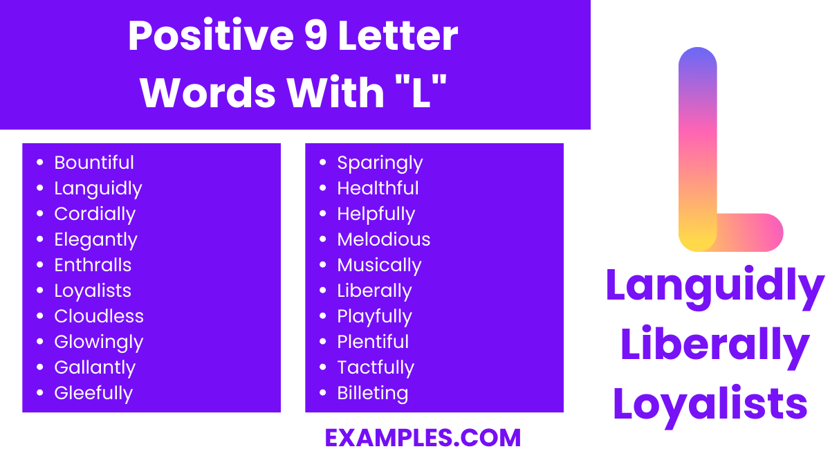 positive 9 letter words with l
