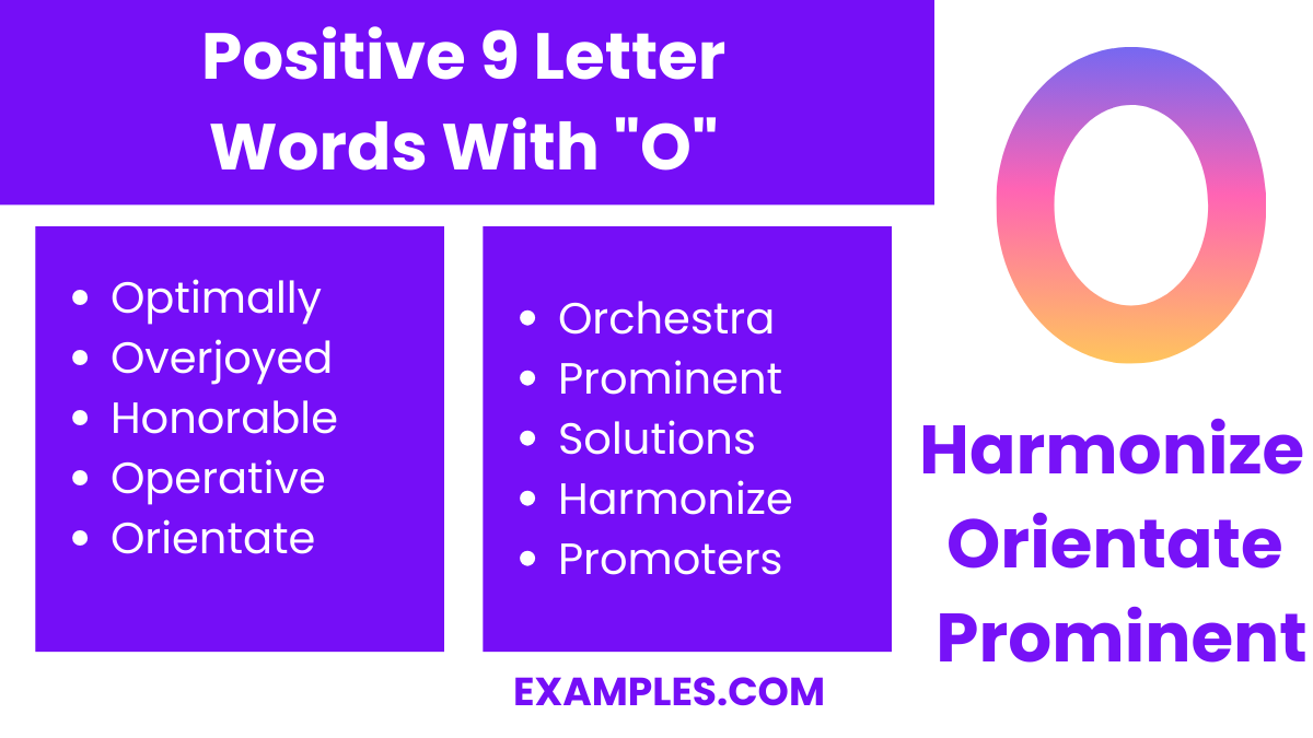 positive 9 letter words with o