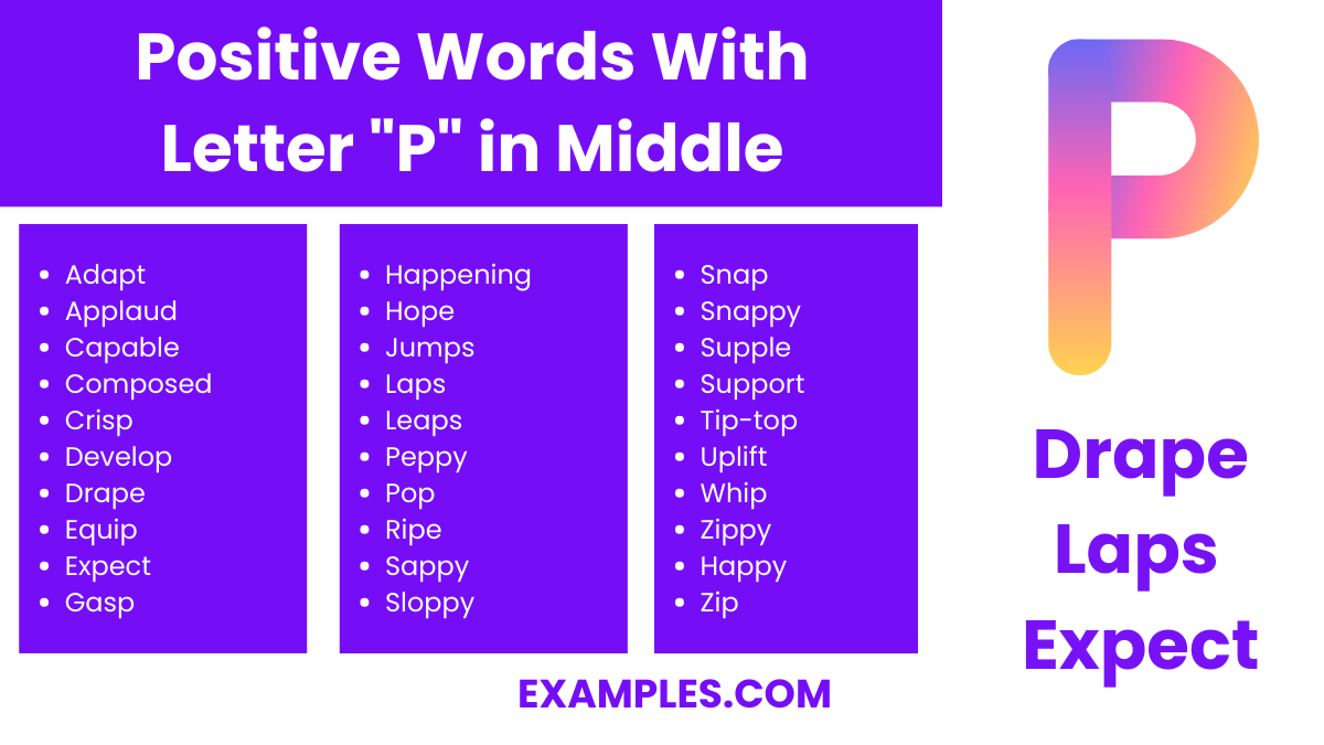 positive words with letter p in middle