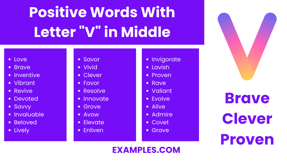 positive words with letter v in middle
