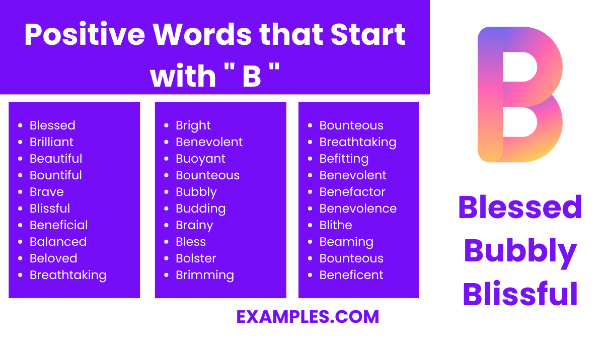 Positive Words that Start with B