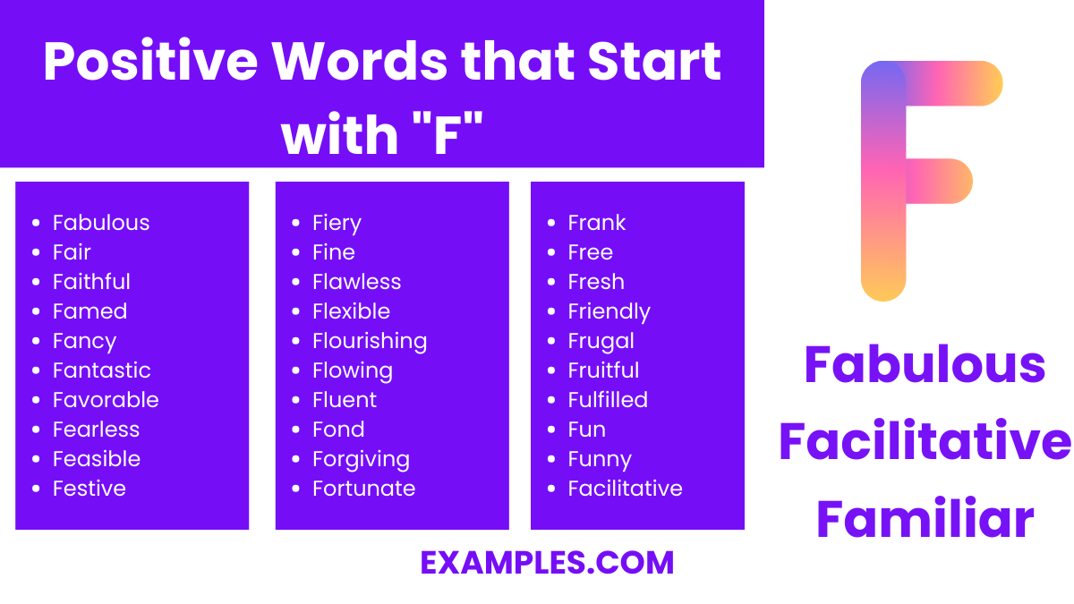 positive words that start with f