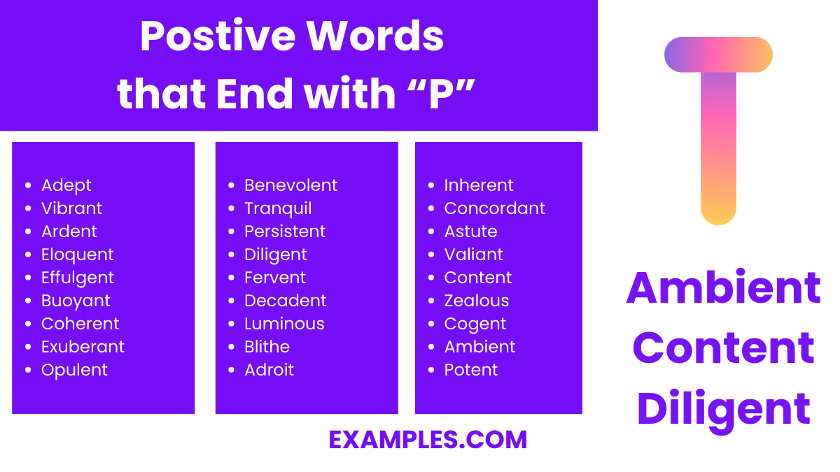 postive words that end with t