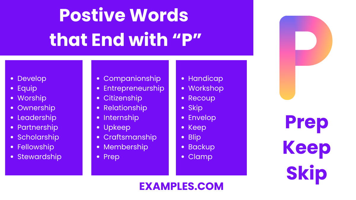 postive words that end with p