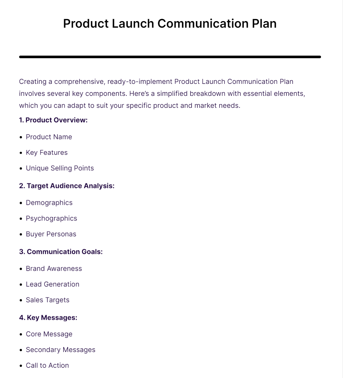 product launch communication plan