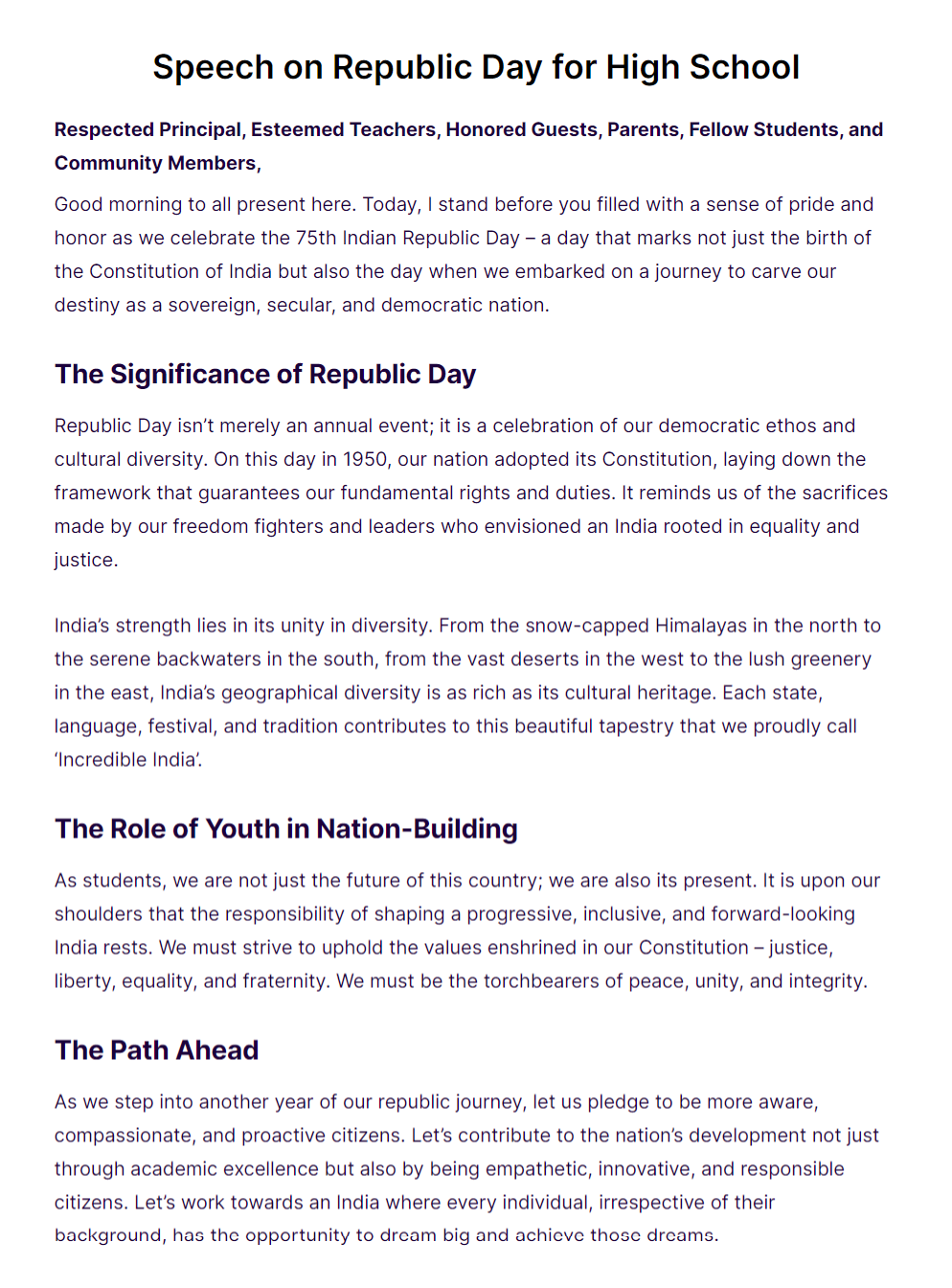 republic day speech for high school examples edit download 1 1