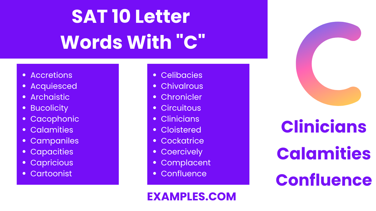 sat 10 letter words with c
