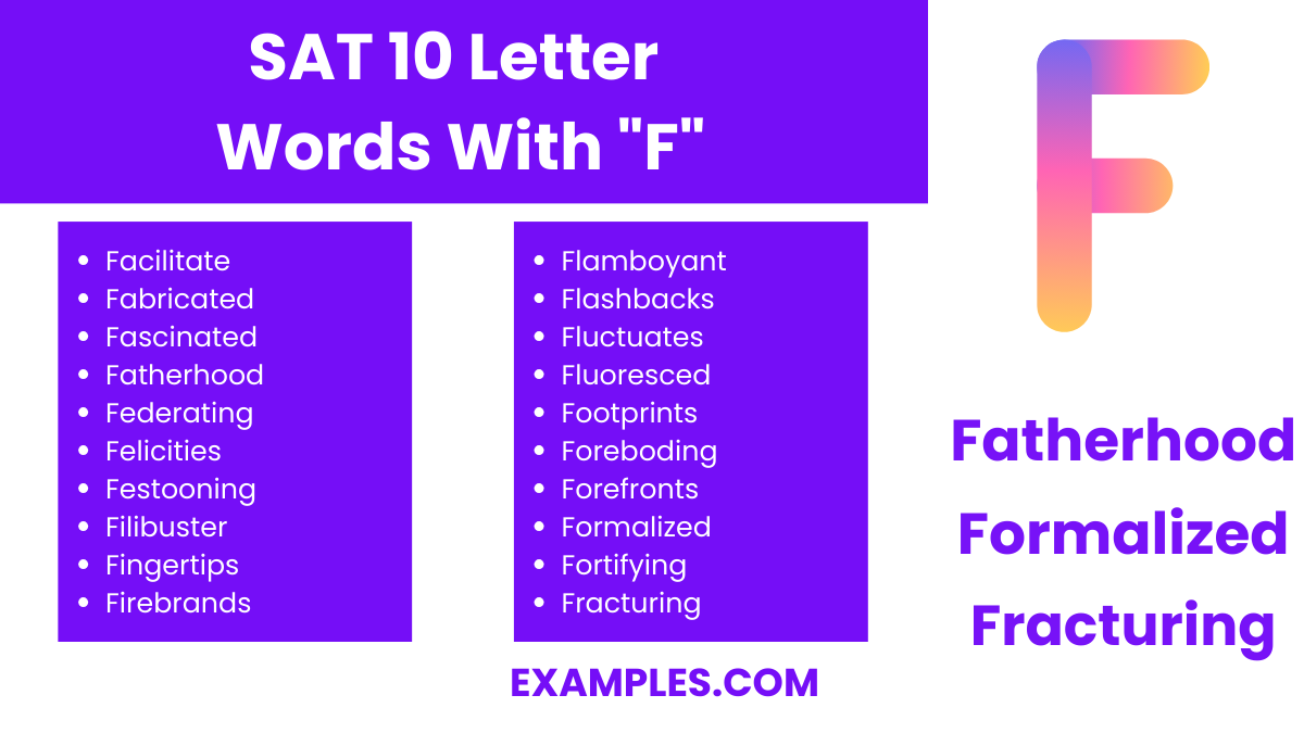sat 10 letter words with f