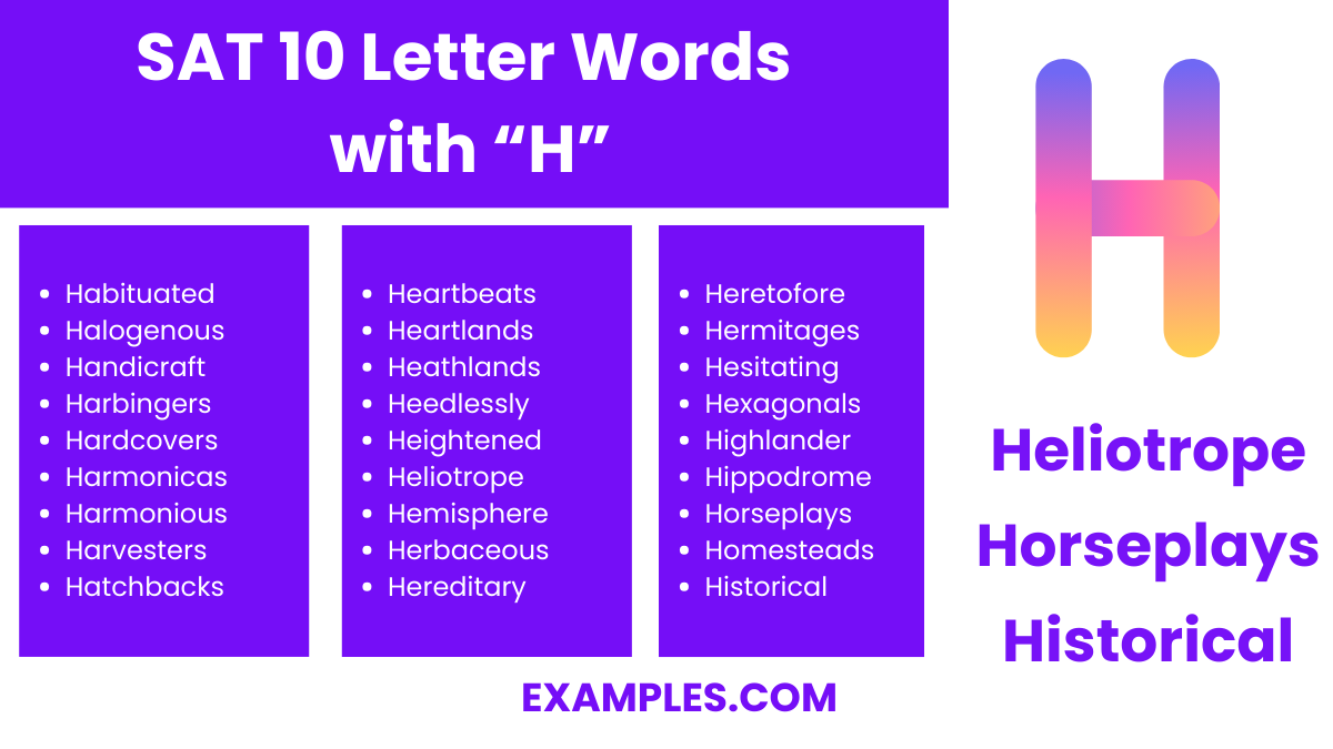 sat 10 letter words with h