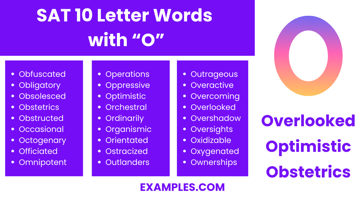 sat 10 letter words with o