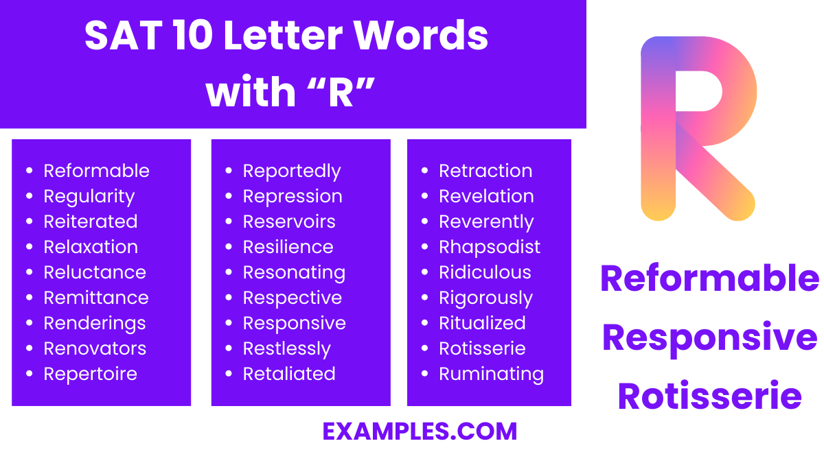sat 10 letter words with r