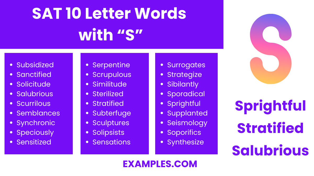 sat 10 letter words with s