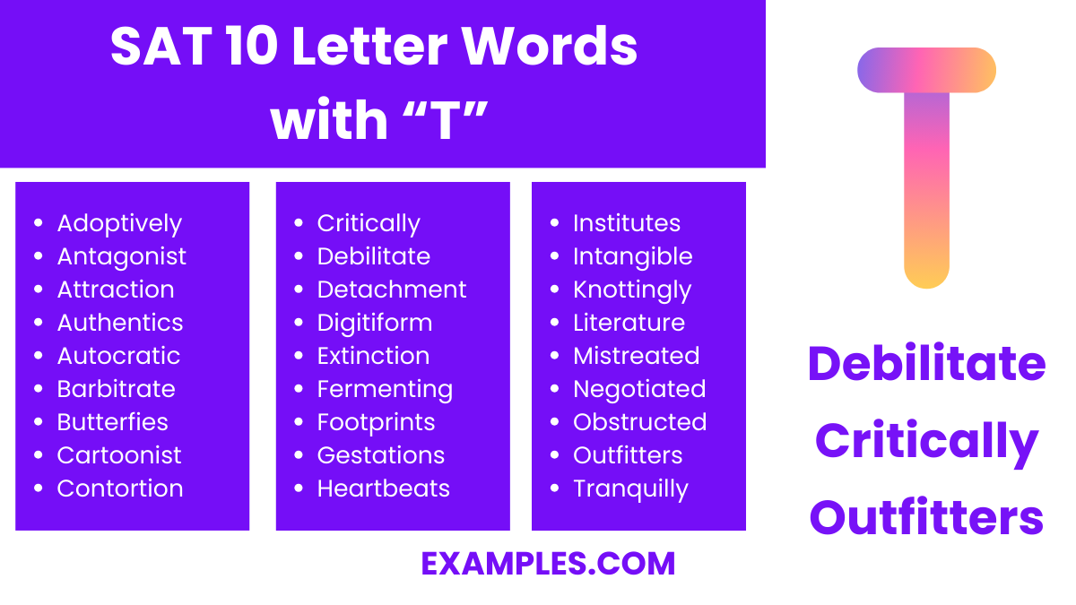 sat 10 letter words with t