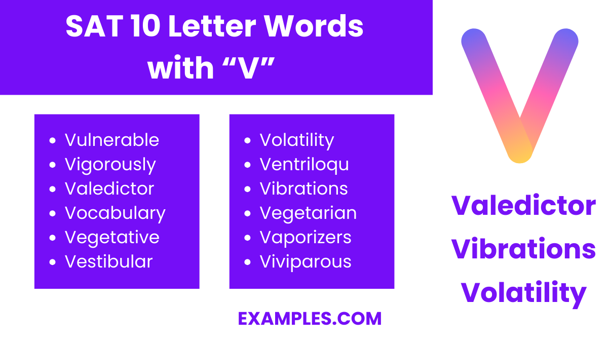 sat 10 letter words with v