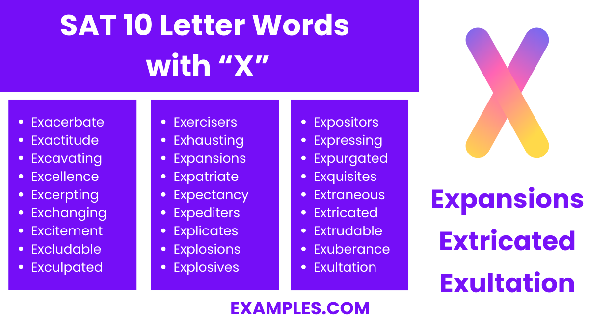 sat 10 letter words with x