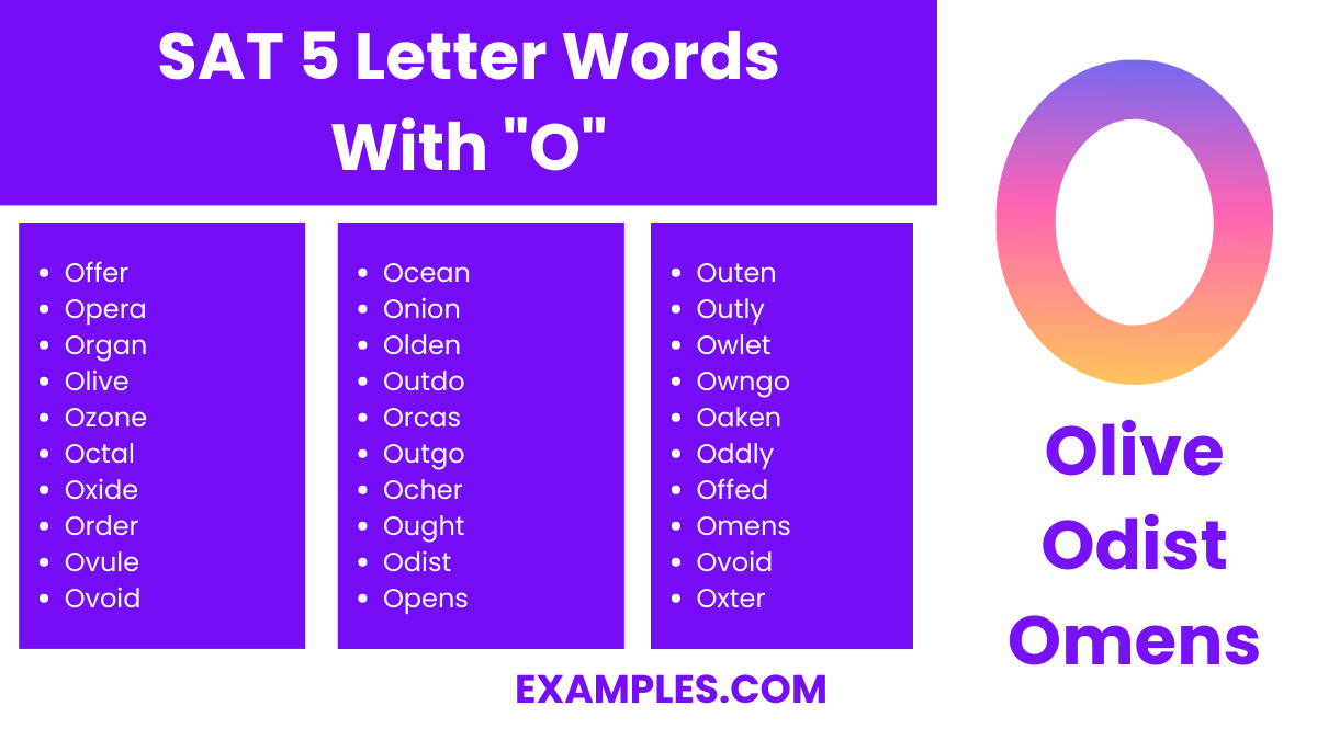 sat 5 letter words with o