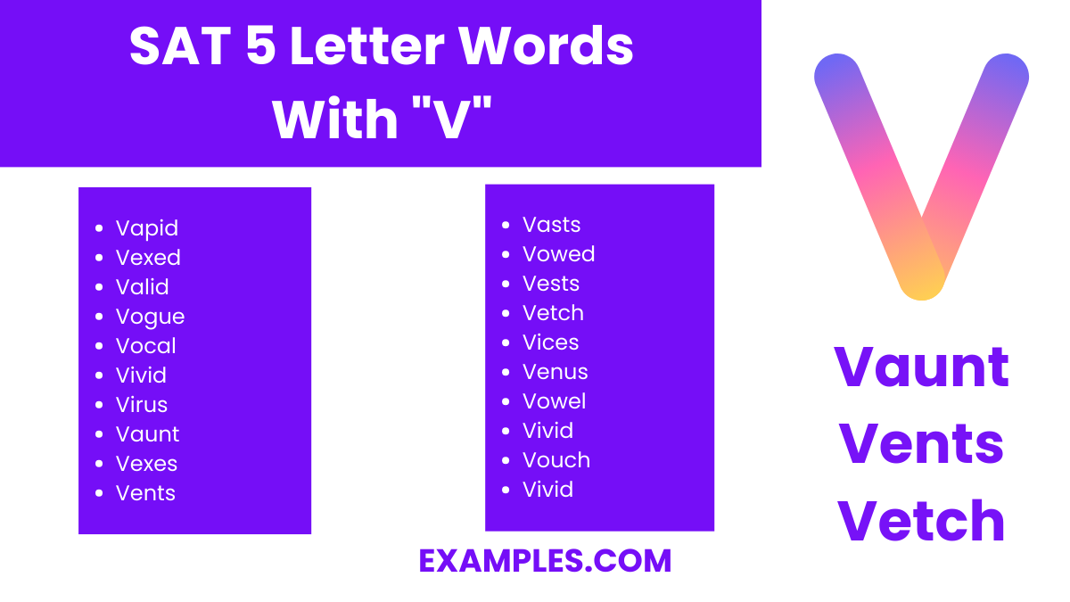 sat 5 letter words with v