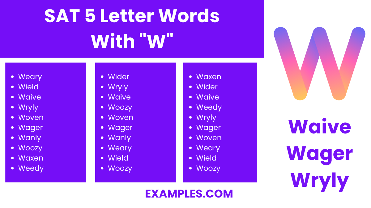 sat 5 letter words with w