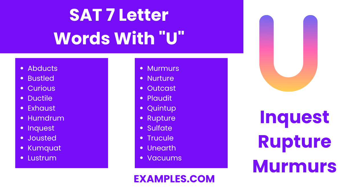 sat 7 letter word with u