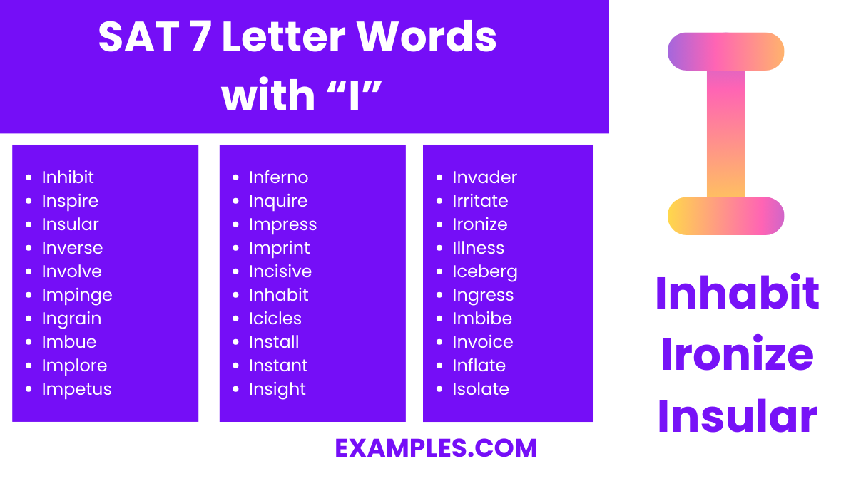 sat 7 letter word with i