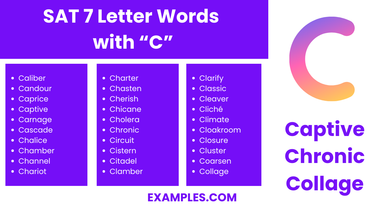 sat 7 letter words with c