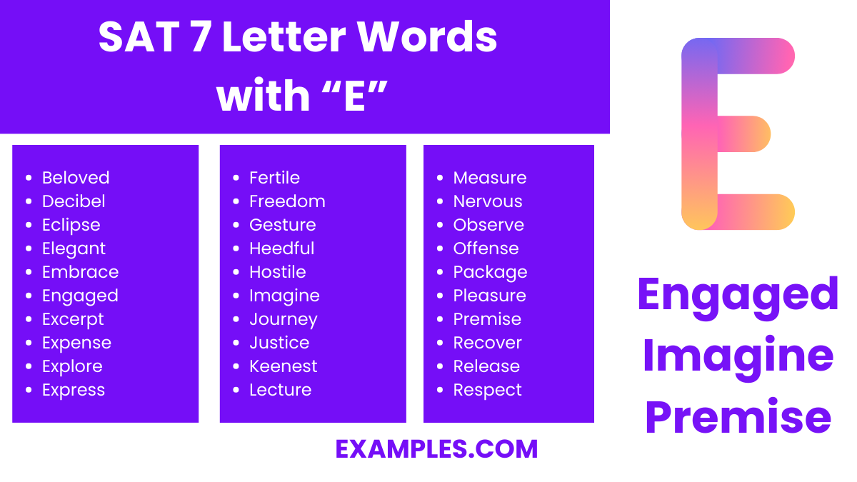 sat 7 letter words with e