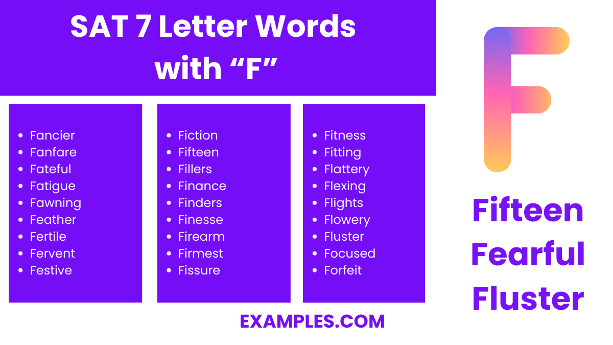 sat 7 letter words with f