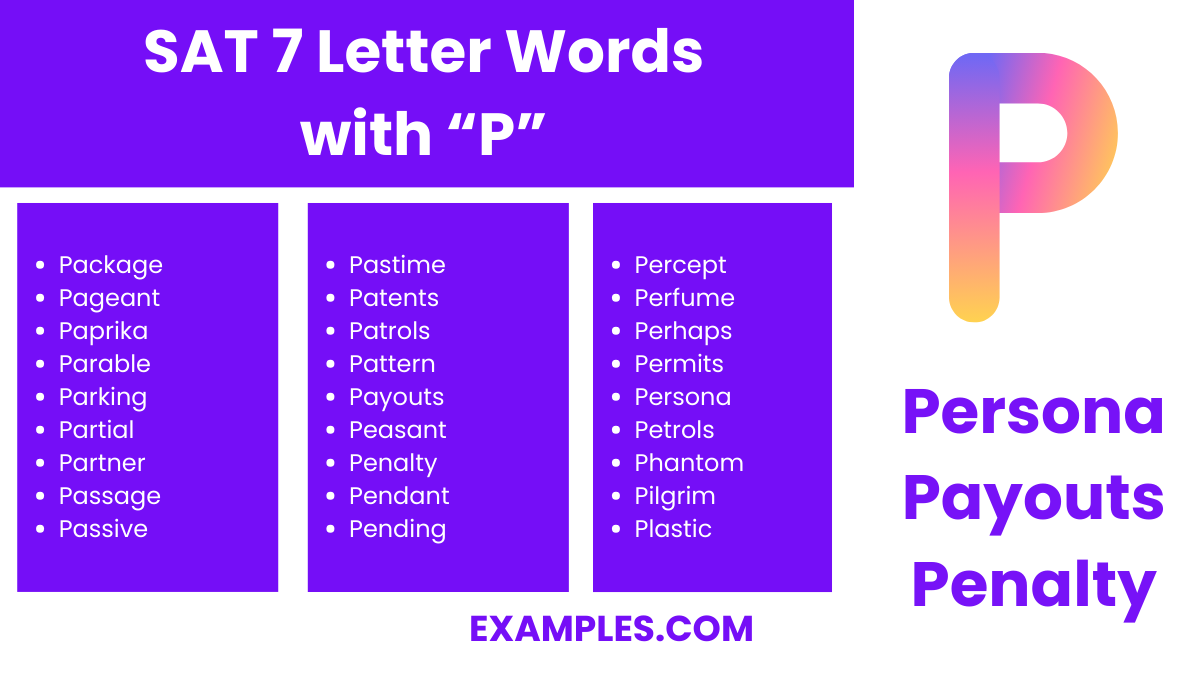 sat 7 letter words with p