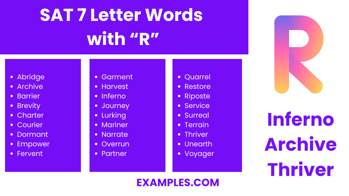 sat 7 letter words with r