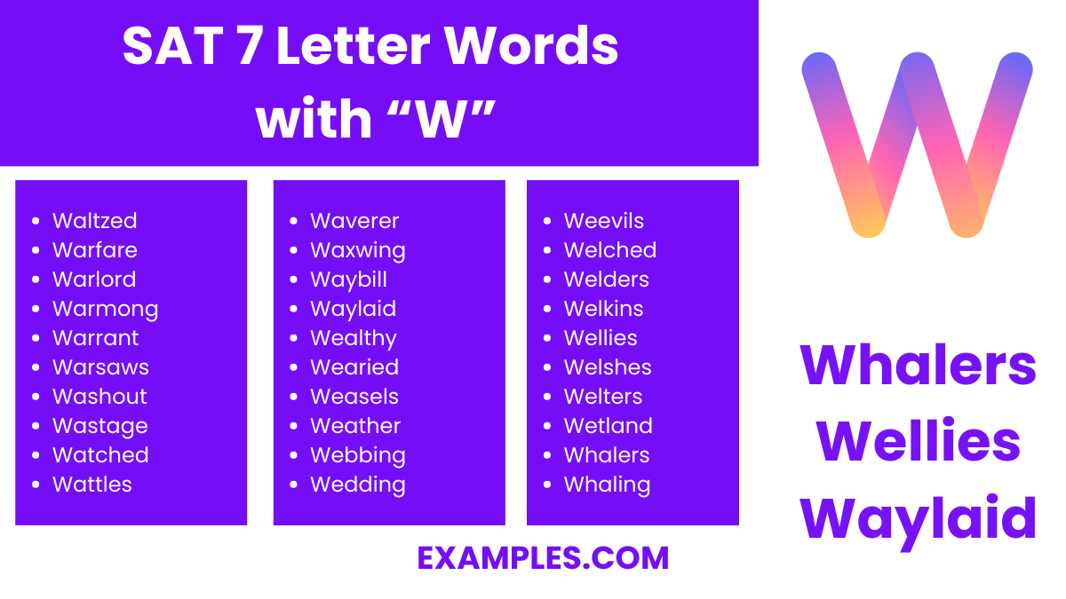 sat 7 letter words with w
