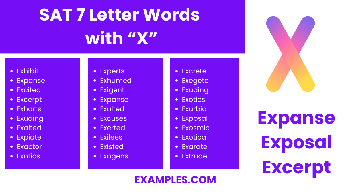 sat 7 letter words with x