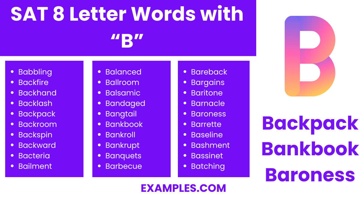 sat 8 letter words with b