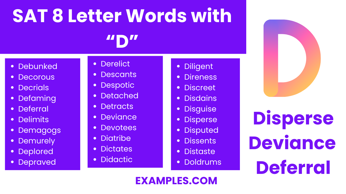 sat 8 letter words with d