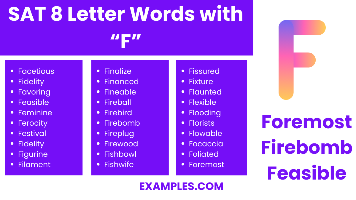 sat 8 letter words with f