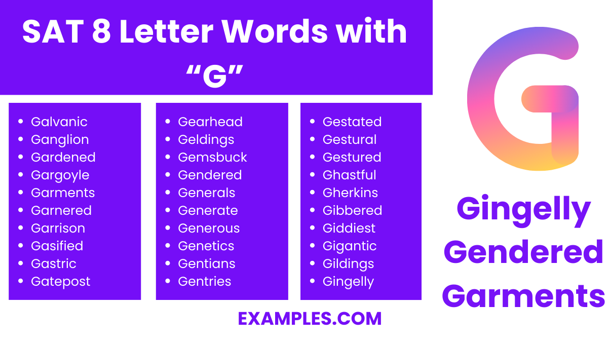 sat 8 letter words with g