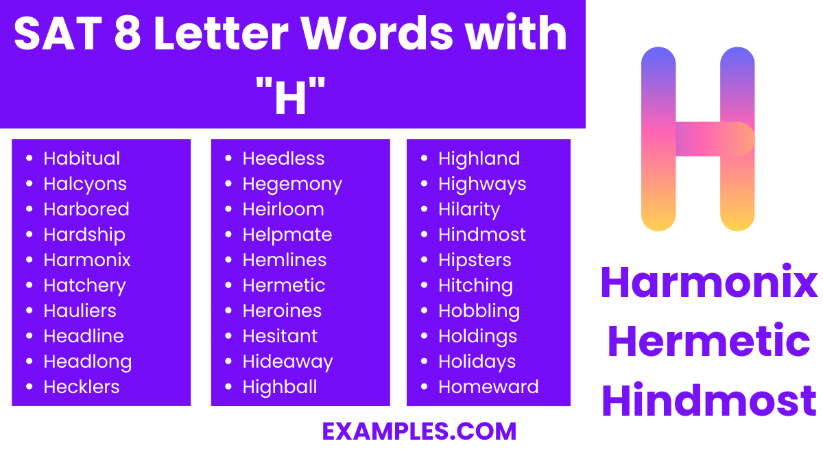 sat 8 letter words with h