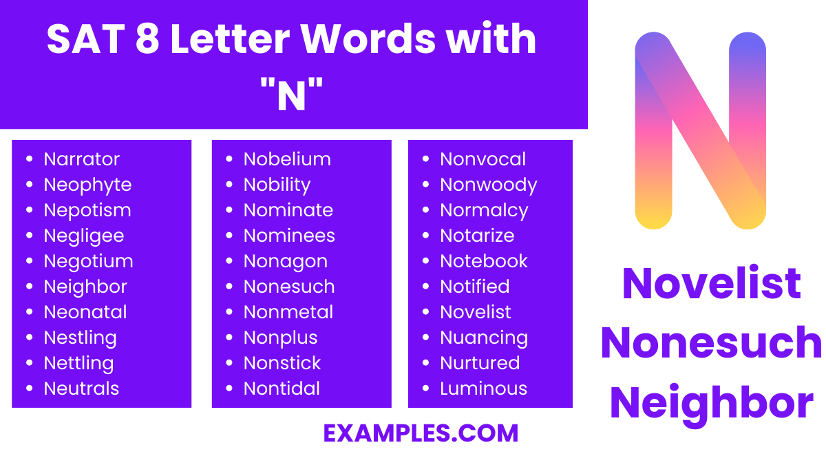 sat 8 letter words with n