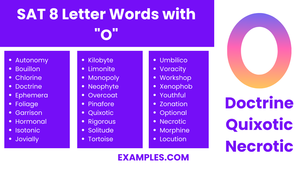 sat 8 letter words with o