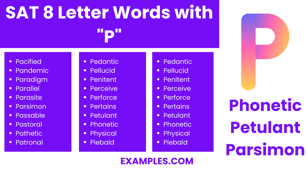 sat 8 letter words with p