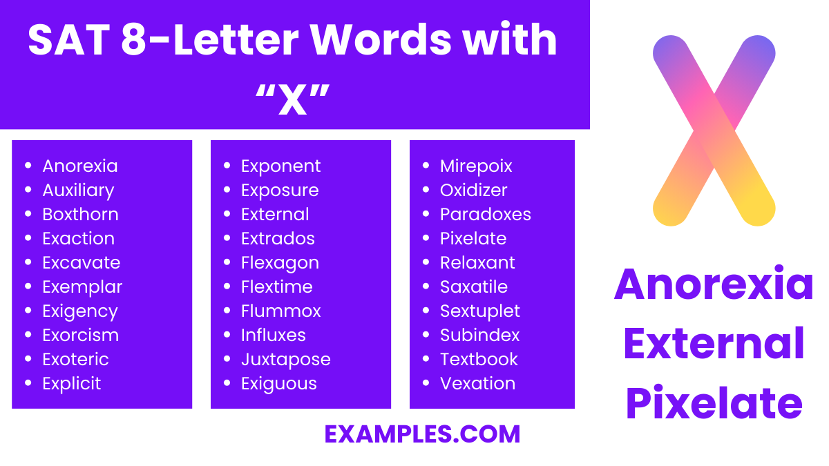 sat 8 letter words with x
