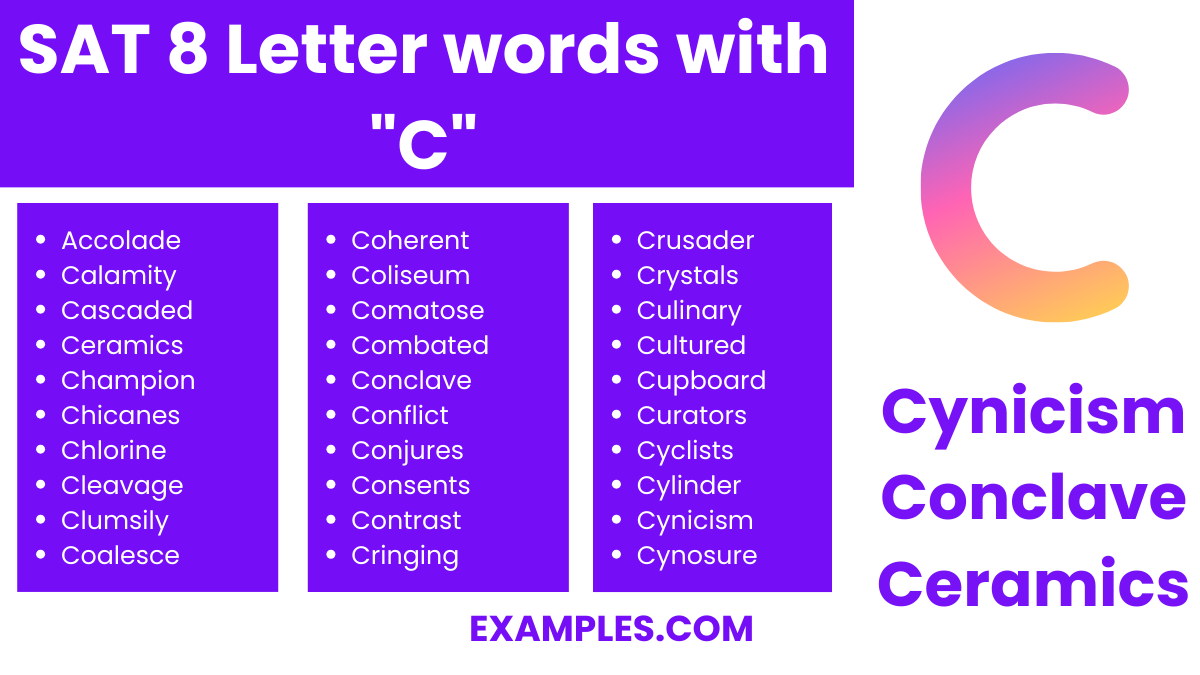 sat 8 letter words with c