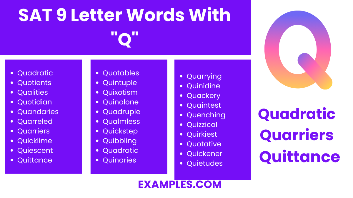 sat 9 letter words with q