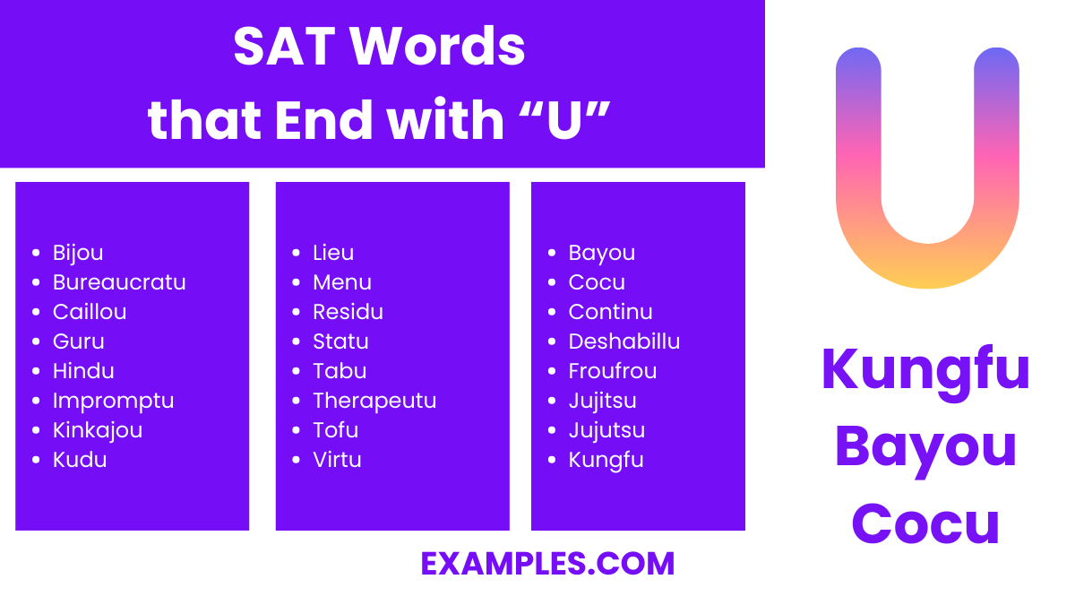 sat word that end with u