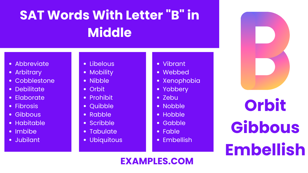 sat words with letter b in middle